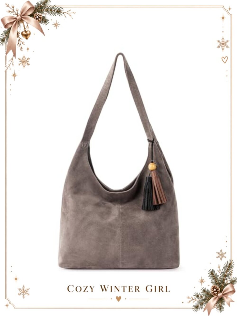 Leather Hobo Shoulder Bag Magnetic Snap Double Straps